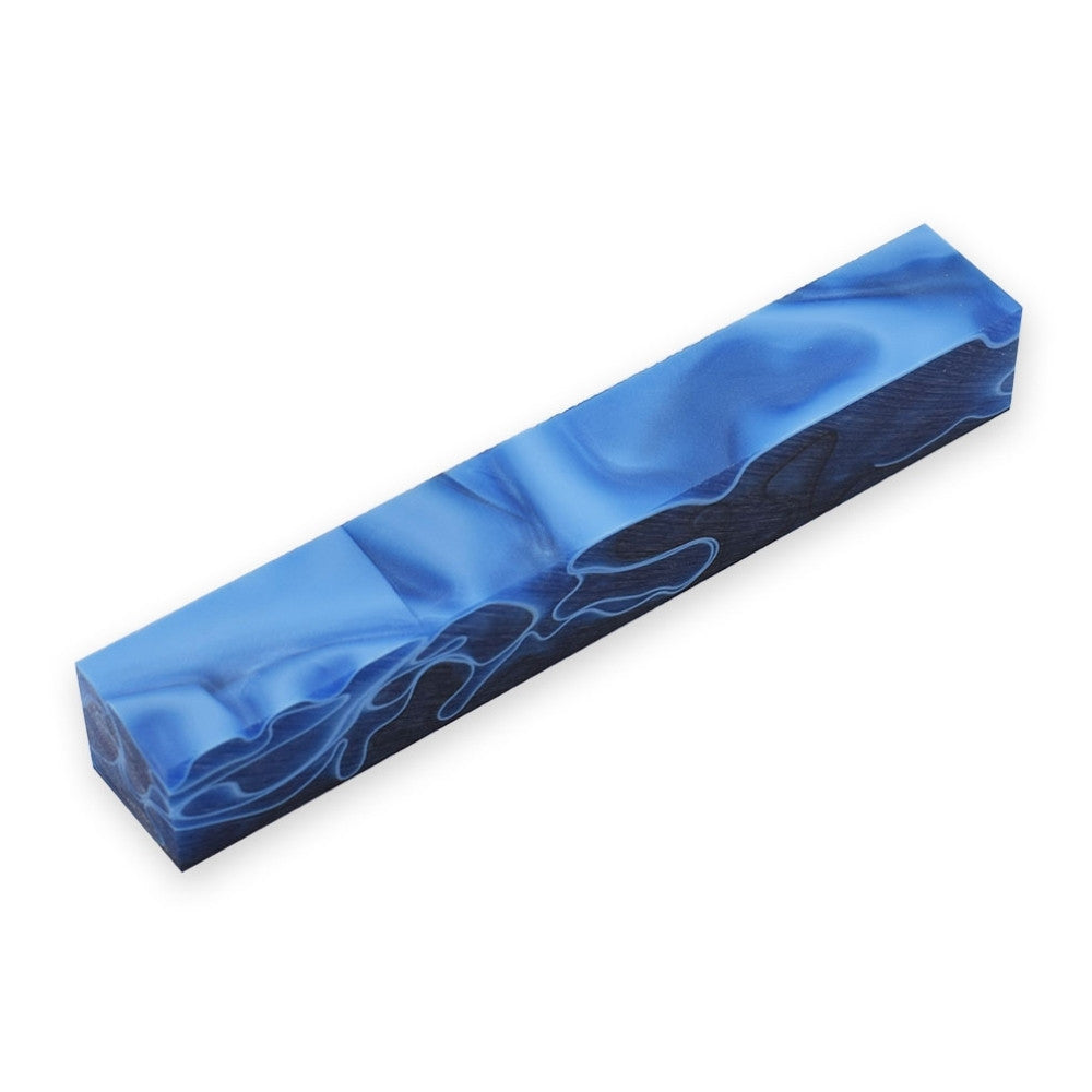 Pen blank - Acryl - 130x20x20 mm - Königsblau mit weißer und schwarzer Linie - Pfeifenecke